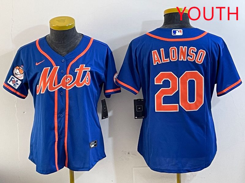 Youth New York Mets 20 Alonso Blue Game Fashion 2025 Nike MLB Jersey style 1